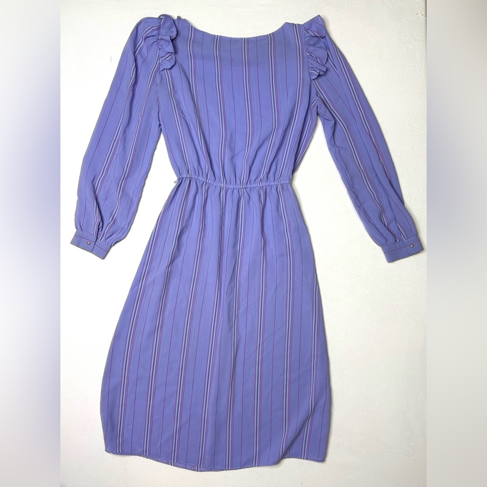 Vintage Charlee Allison Lilac Long Sleeve Dress with Ruffle Details Size 7/8 - Picture 3 of 9
